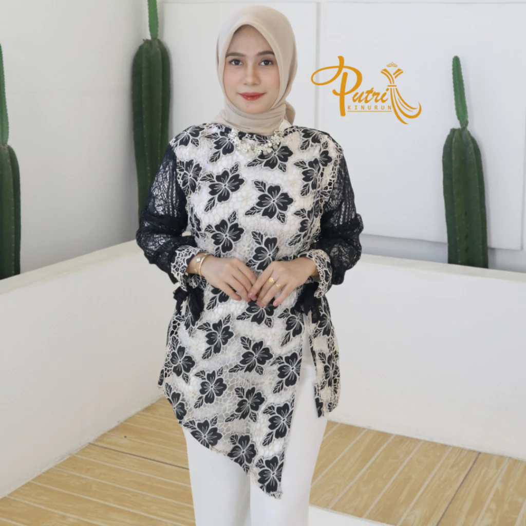 Nafa Outer Kebaya Wanita Modern Cardigan Brokat Brukat Kondangan Wisuda Mewah Kekinian LenganPanjang