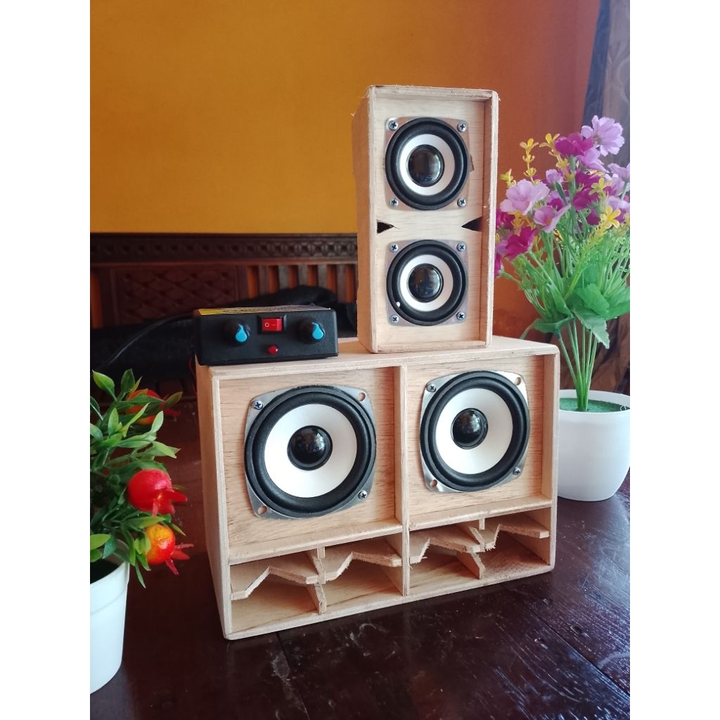 Paket sound system Miniatur 1 Set /full set CBS dan line array siap bunyi+Amplifier 5V