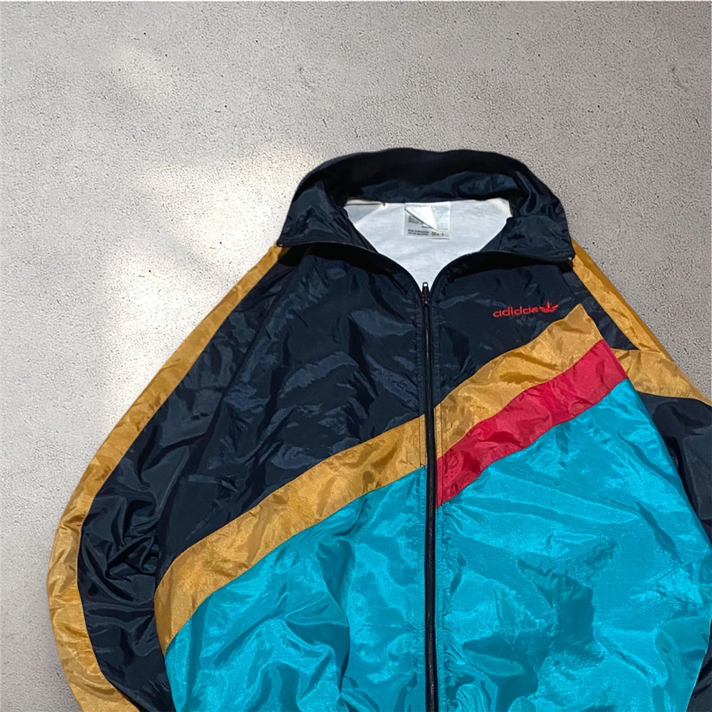 Tracksuit Windbreakers Vintage Colorblock Multicolour Big Logo Brand Adidas Trefoil