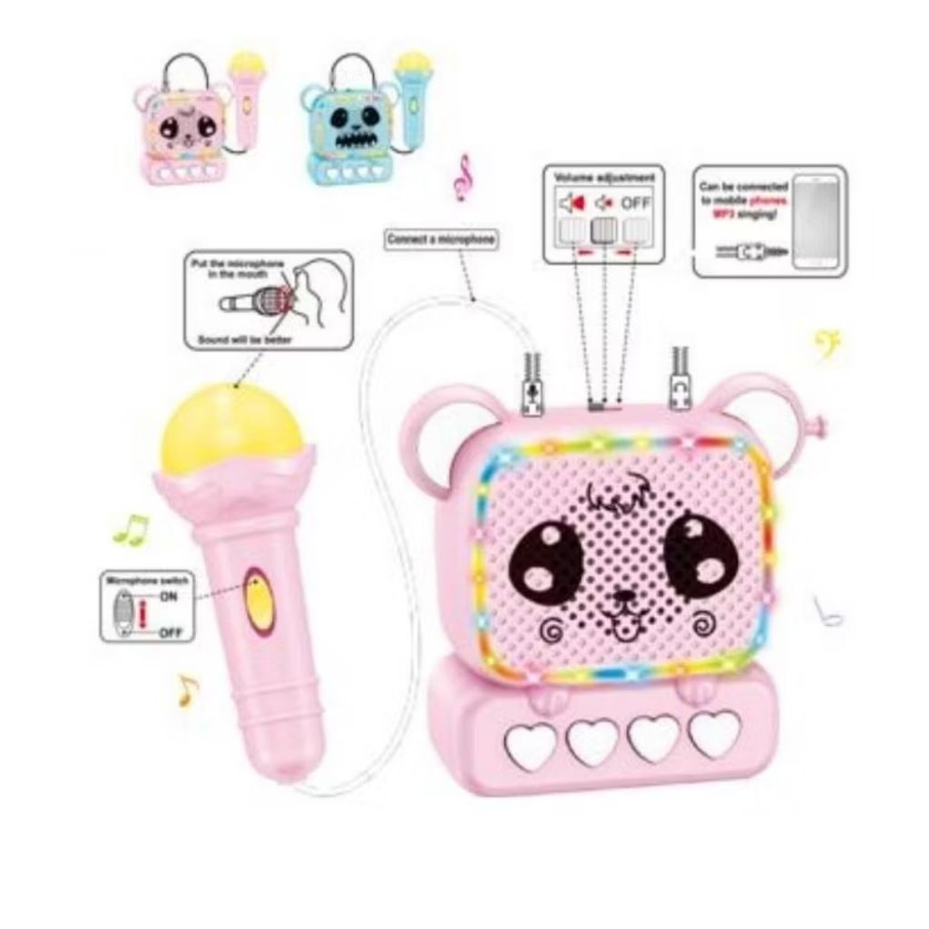 Mainan Microphone Music Box Karaoke Koneksi Handphone Mainan Karaoke Musik
