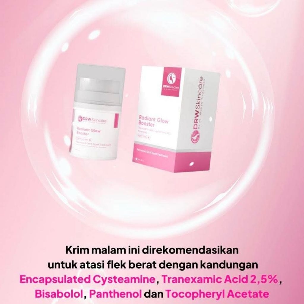 Drw Skincare Radiant Glow Booster Cream Malam Normal Glowing Susah Cerah Flek Berat