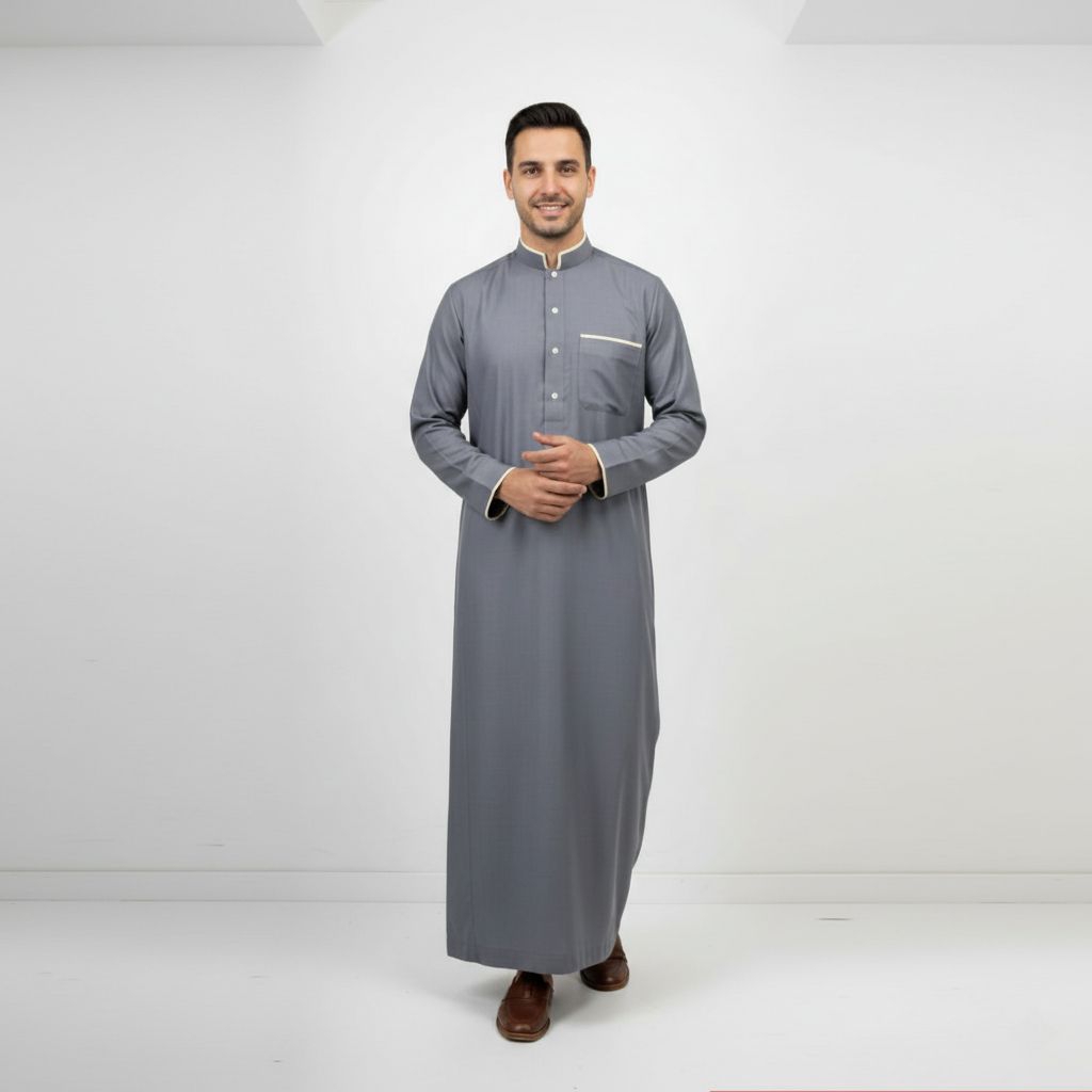 Gamis Panjang/Pria/Abu-abu/Elegan