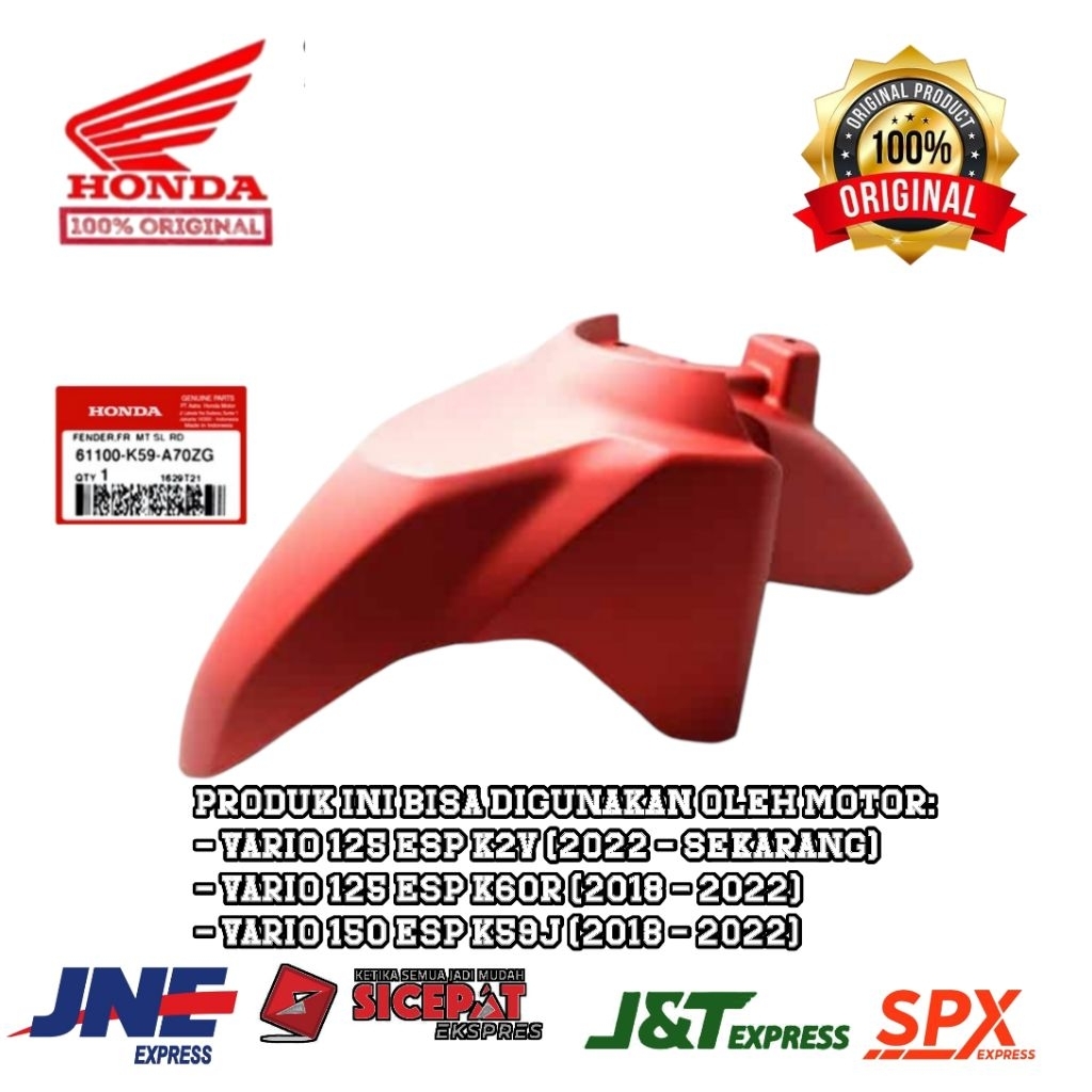 61100K59A70ZG Spakbor Depan Merah Honda Vario 125 eSP K2V (2022 - Sekarang), Vario 125 eSP K60R (201