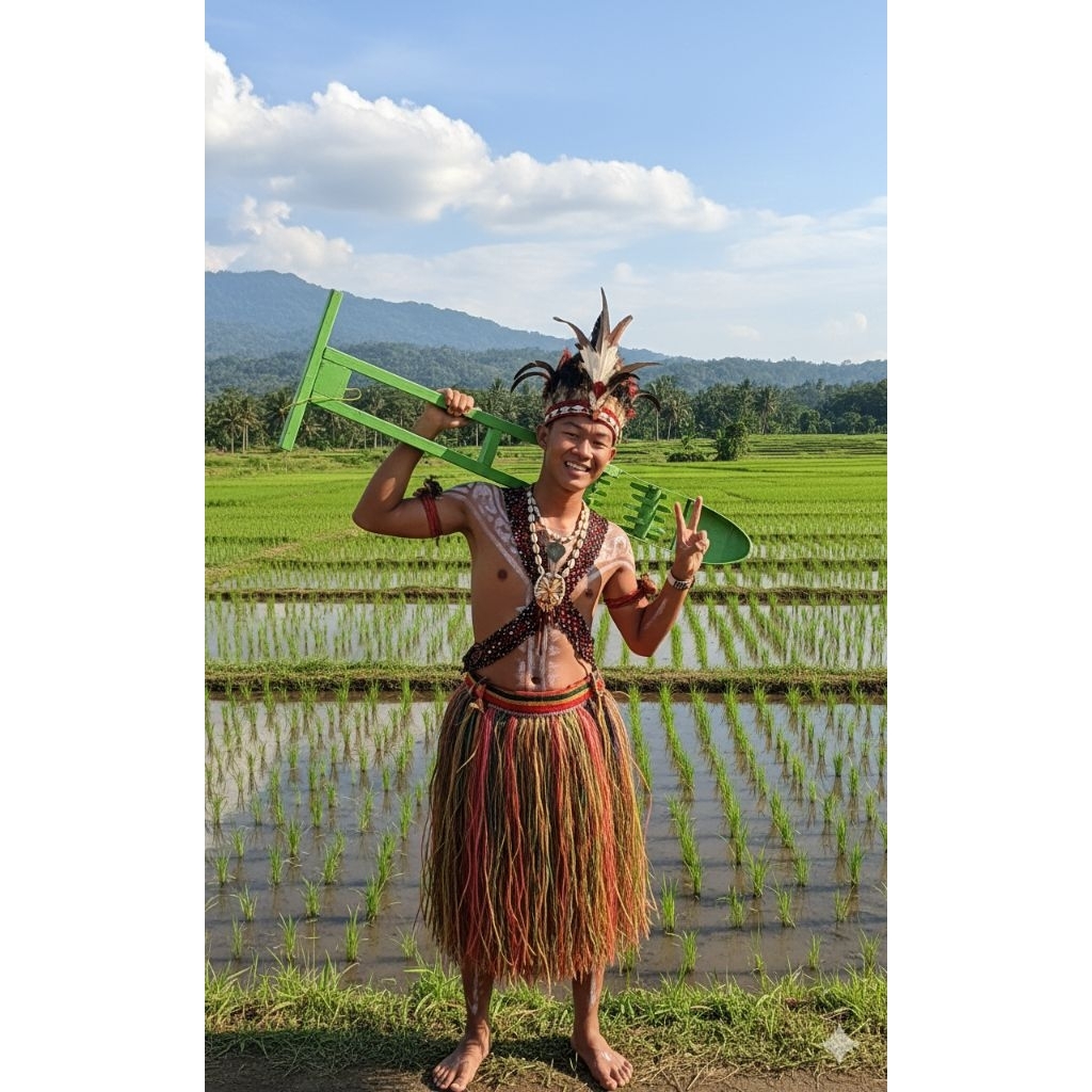 odrok Osrok padi dengan gagang kayu ukuran 19 cm untuk garisan 27