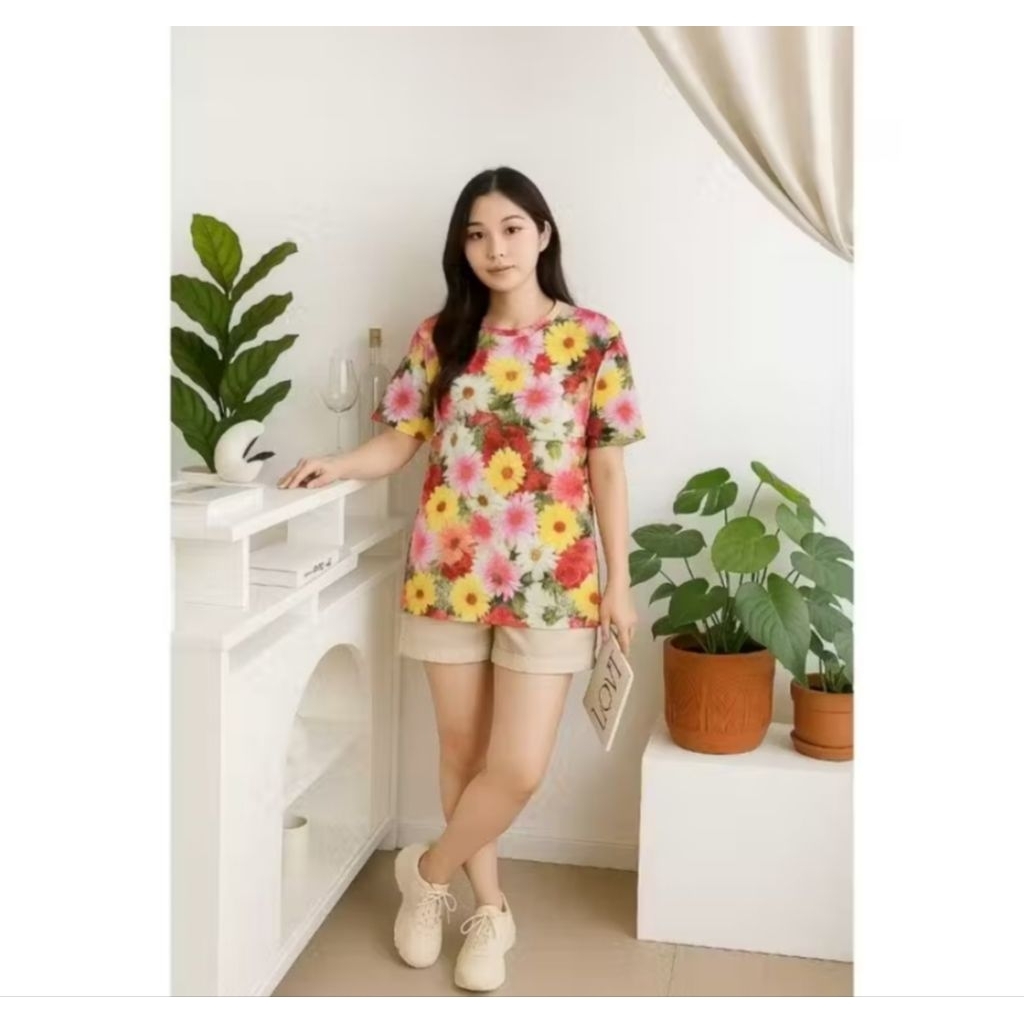 Kaos bunga jumbo baju bunga wanita jumbo kaos flower wanita jumbo kaos bunga big size baju flower wa