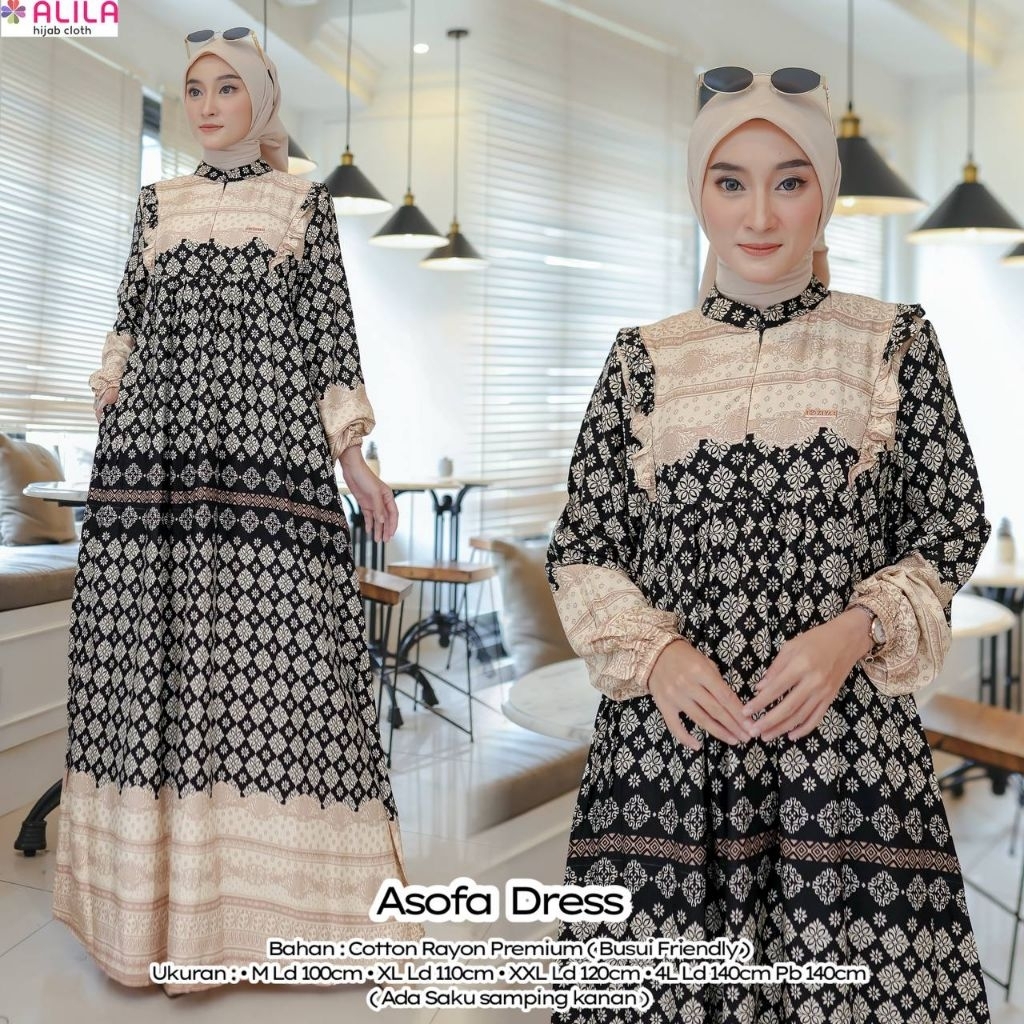 Gamis muslimah motif terbaru / Atasya - Asofa - Shella dress ori Alila Kheyra