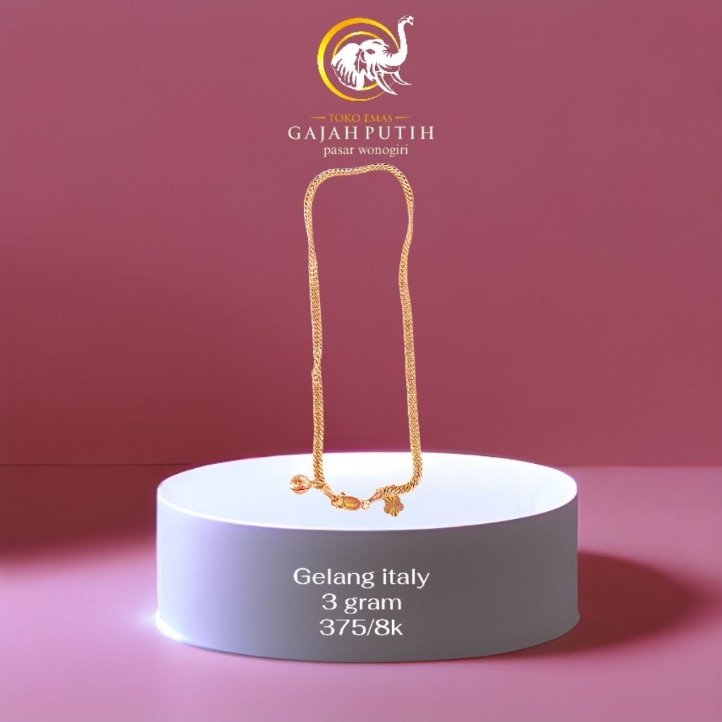 Gelang emas kaki model itali 3 gram 8k