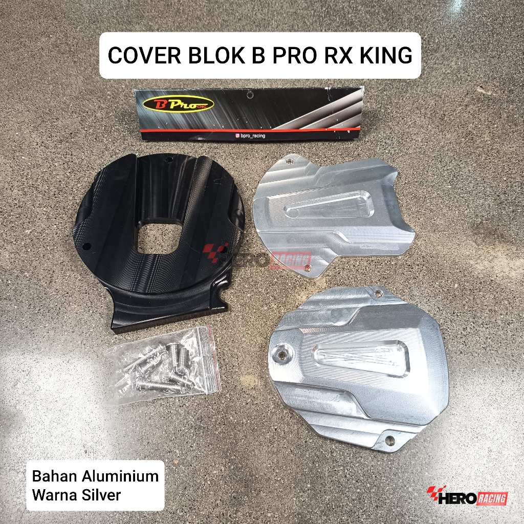 COVER BLOK B PRO RX KING SILVER TUTUP BAK BLOK MESIN MOTOR HEREKKK CNC