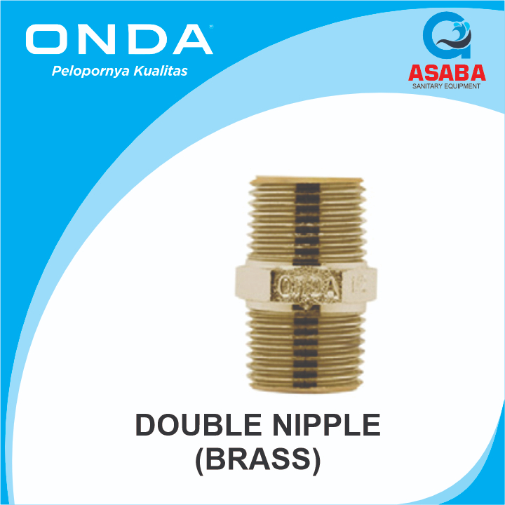 FITTING PIPA KUNINGAN DOUBLE NIPPLE ONDA 1/2" KUNINGAN