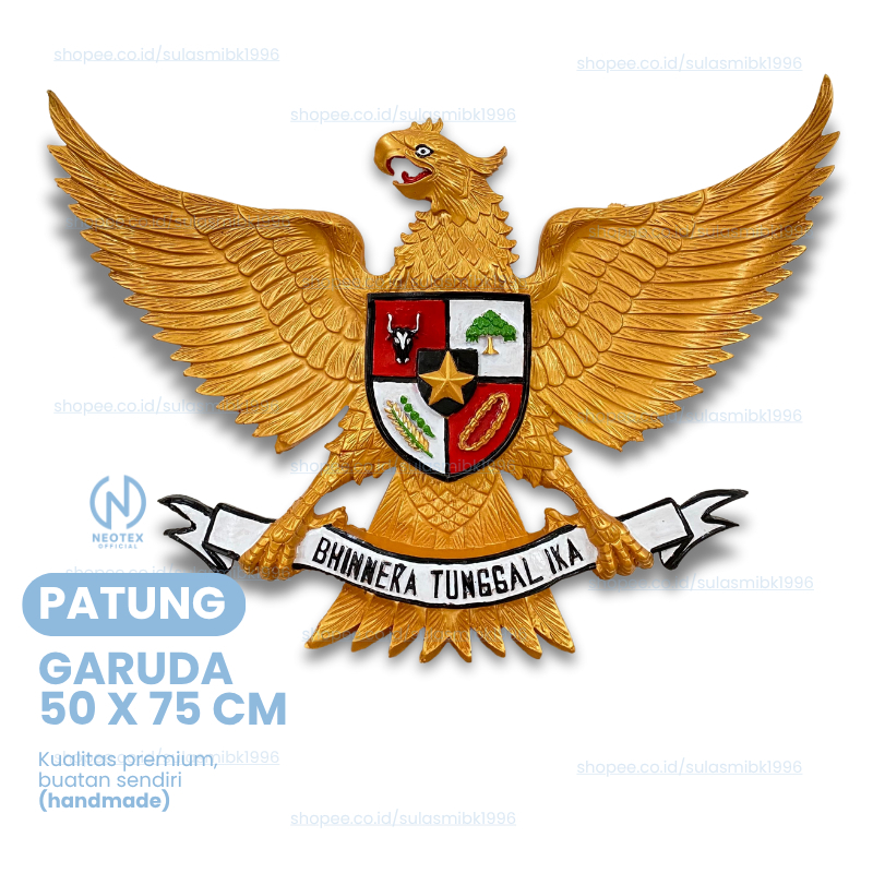 Hiasan Patung Lambang Burung Garuda Pancasila 50X75 Cekung Indonesia 3D Tempel Dinding Gantung Dekor
