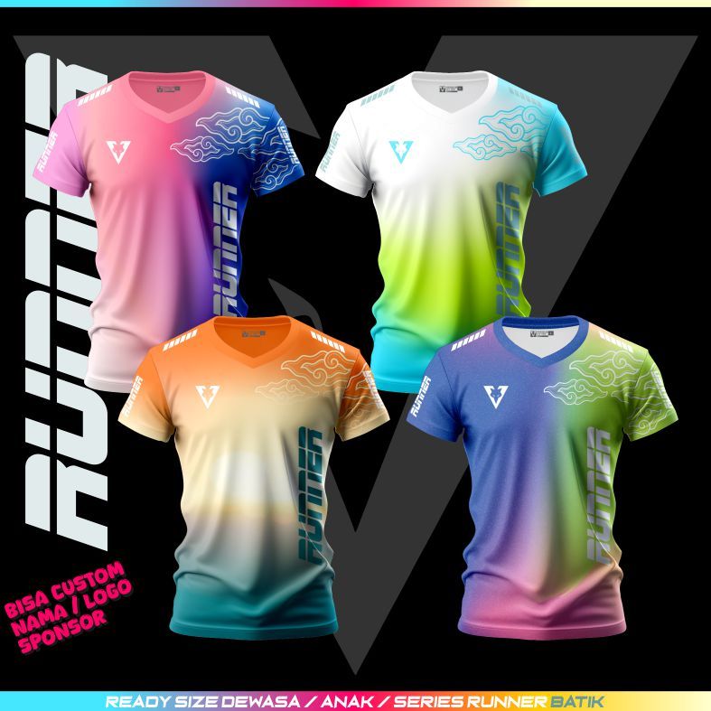 Jersey Running Baju Olahraga Lari Kaos Running Pria Wanita Free Custom Nama
