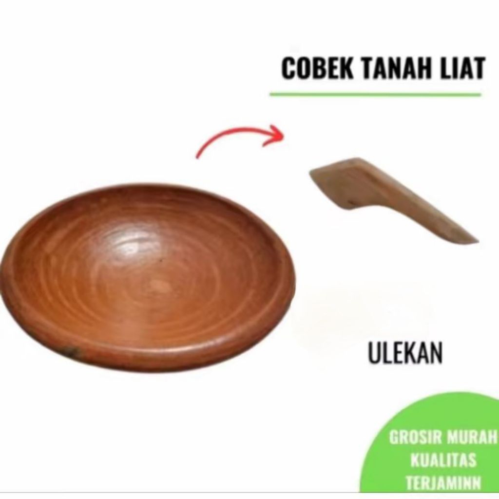 1Set Cobek Tanah Liat Coet Tanah Liat Set Ulekan Lumpang Tanah Liat
