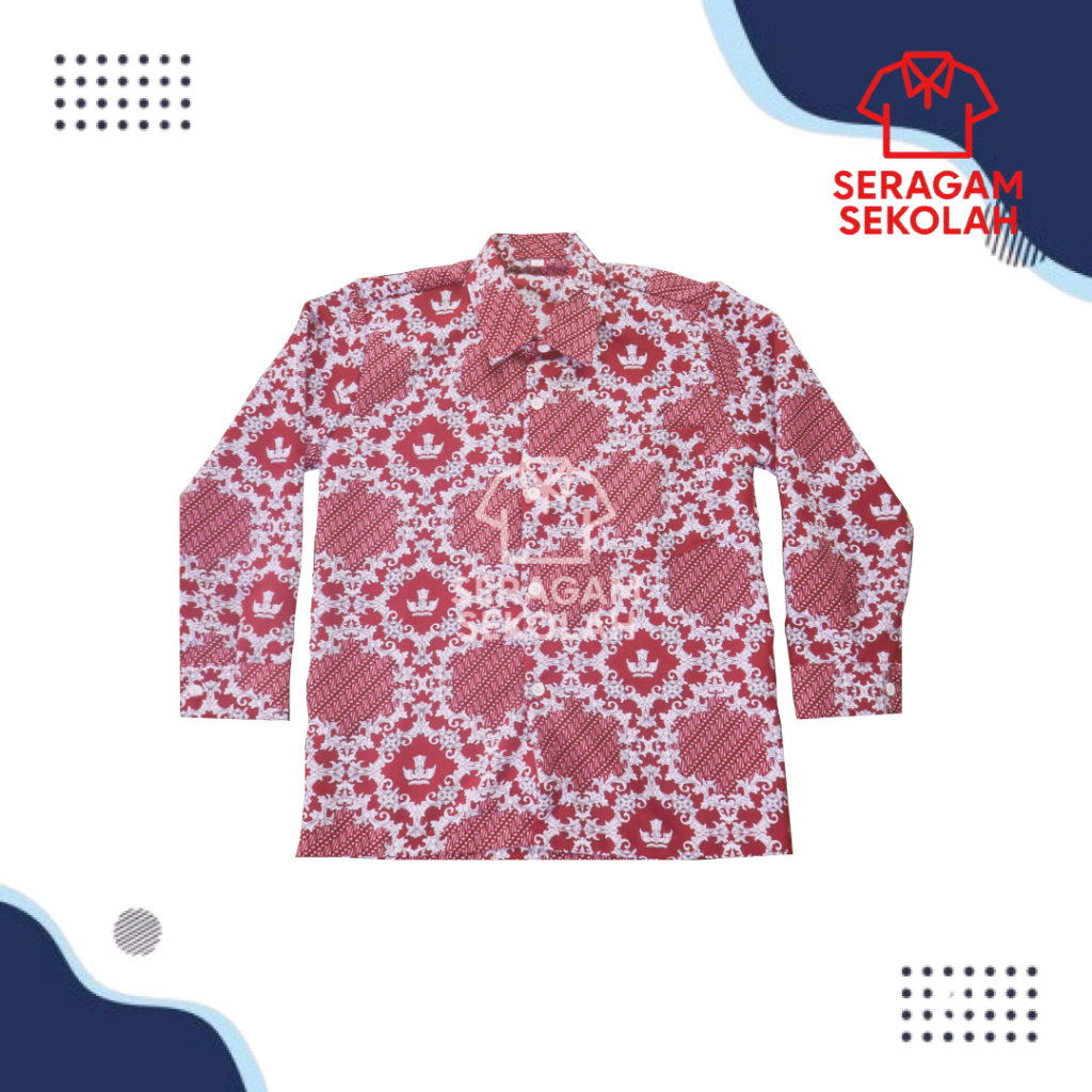SERAGAM SEKOLAH SD BATIK BUNGA LERENG LENGAN PANJANG