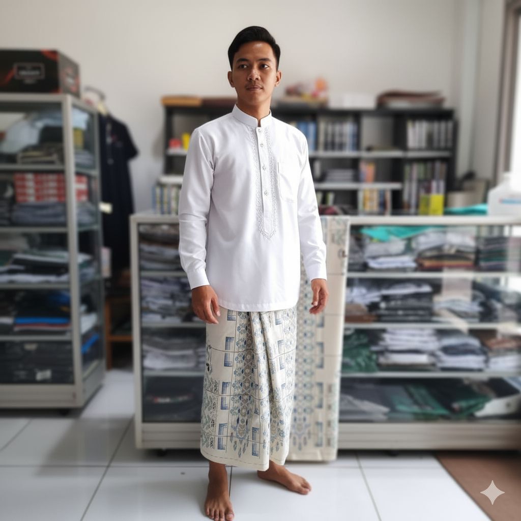 SARUNG ARDAN FAMILY MOTIF SINGGALANG PUTIH BREAK
