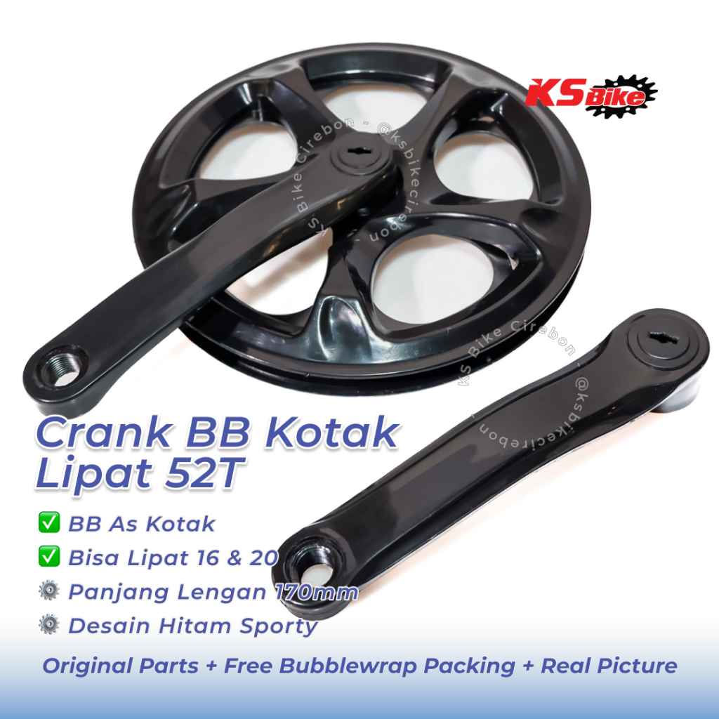 Single Crank 52T Hitam Alloy Untuk Sepeda Lipat Minion Minitrek Road Bike Crankset Sepeda 170mm Ring