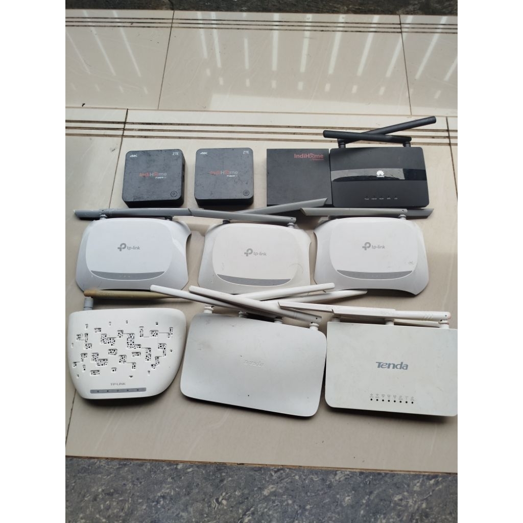 router wifi & stb matot borongan 7 pc (tp link, huawei, tenda) & 3 stb