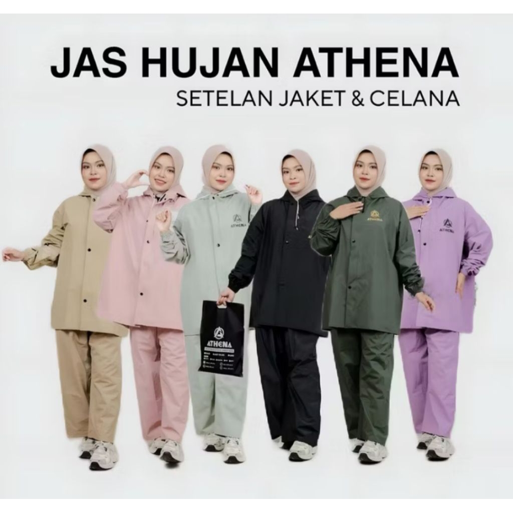 jas hujan anti rembes jas hujan wanita pria athena style trendi