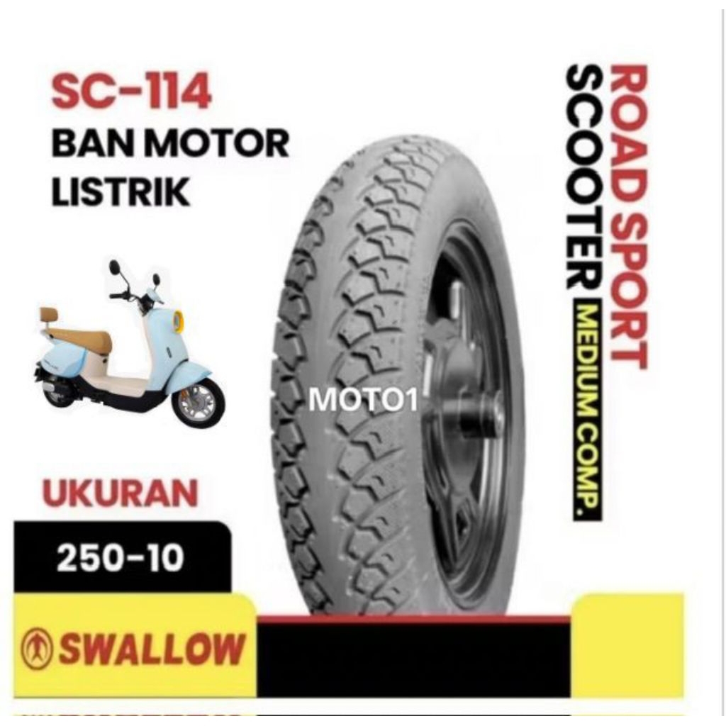Ready COD - Ban Sepeda Listrik - Swallow 250 - 10 Sc-114 Tubeless