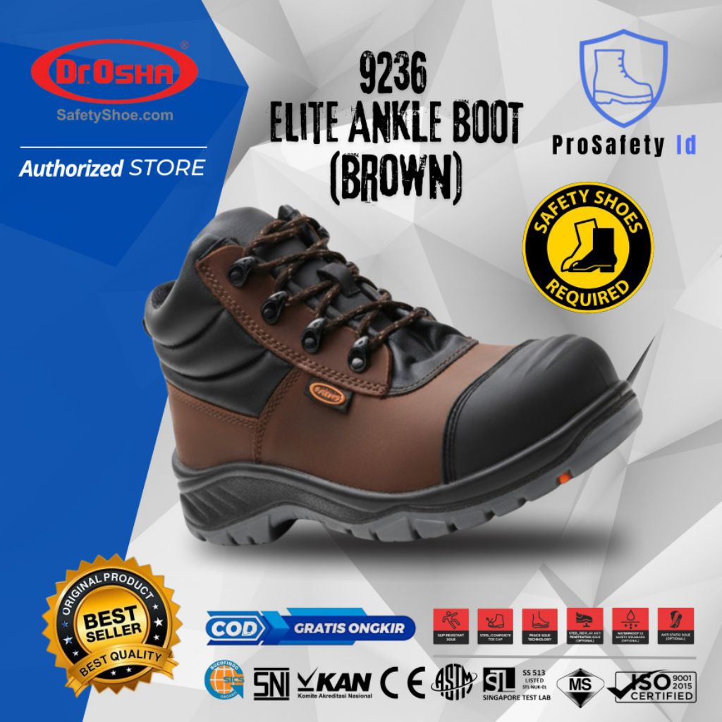 Sepatu safety Dr OSHA Elite Ankle Boot 9236 S1 S2 S3 Composite Waterproof Safety Shoes Ankle Boot Or