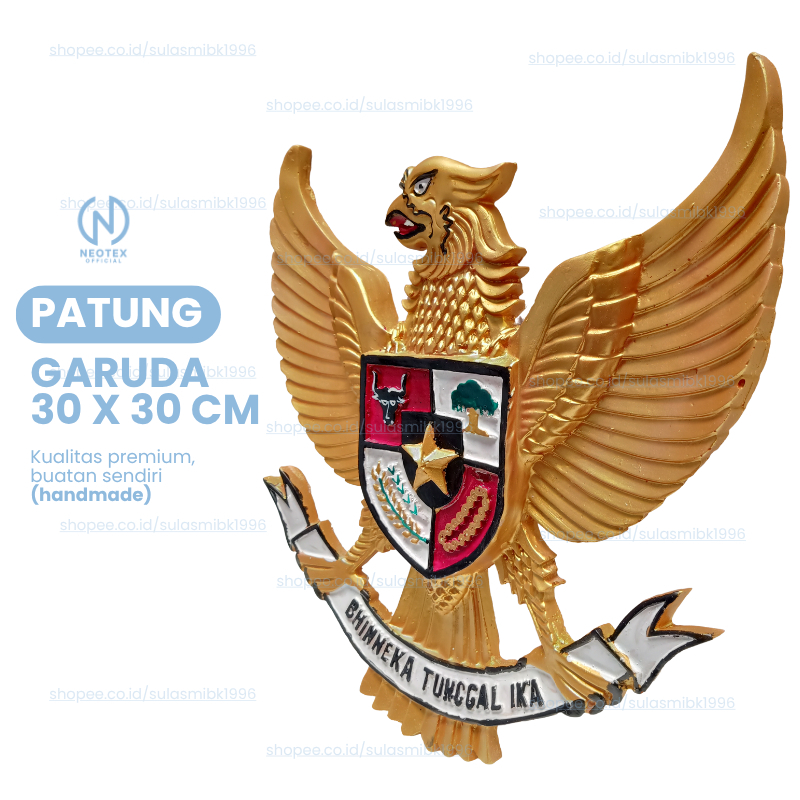 Hiasan Patung Lambang Burung Garuda Pajangan Lambang Pancasila Indonesia 30X30 DATAR 3D Tempel Gantu