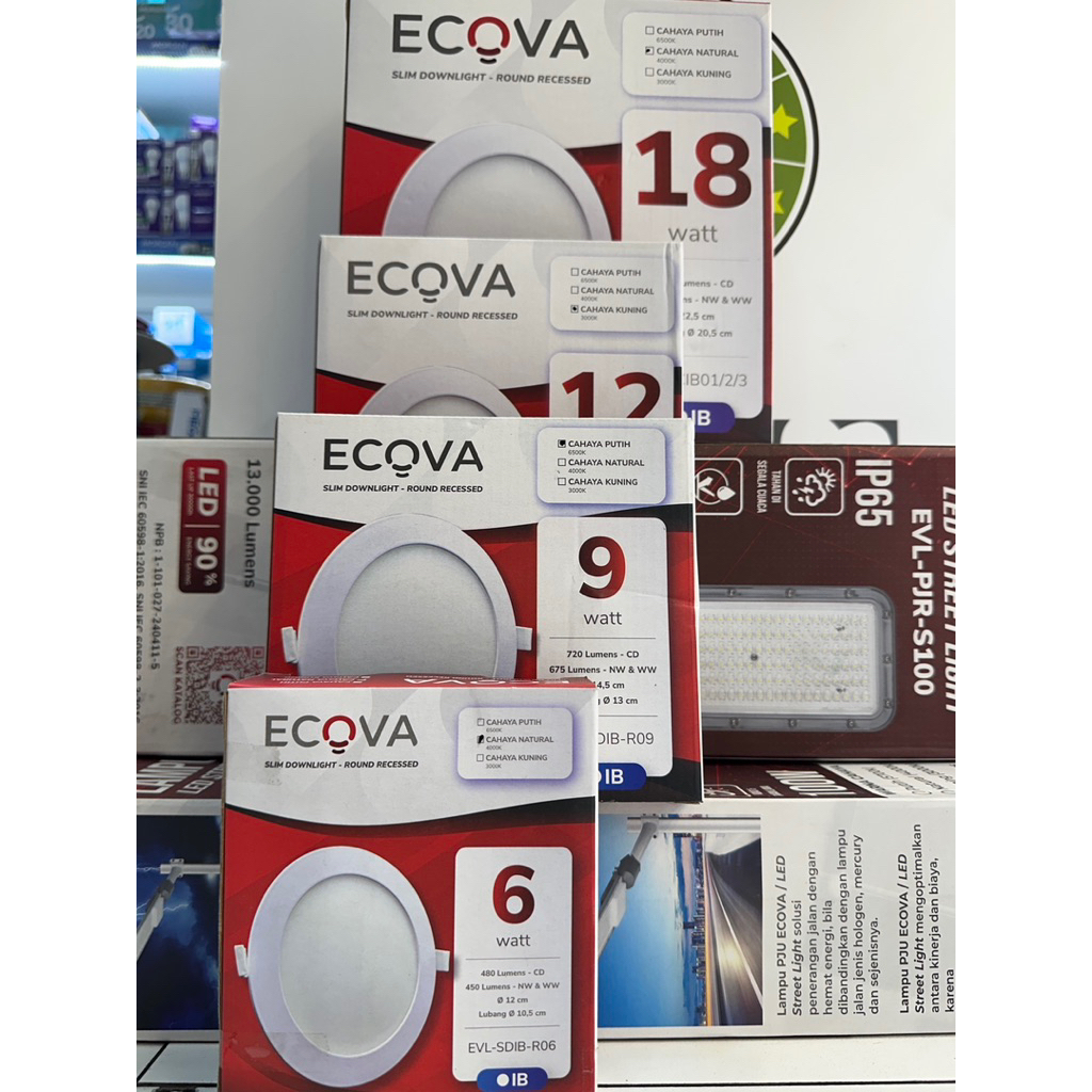 LAMPU LED DOWNLIGHT INBOW TANAM PLAFOND 6wat 9wat 12wat 18wat ECOVA