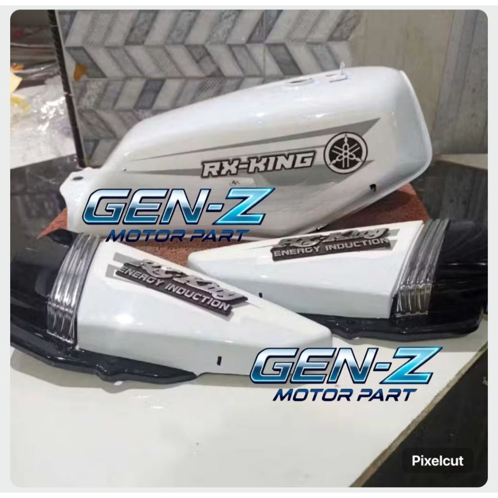 PAKET TANGKI TENGKI RX KING CUSTOM SET STRIPING WARNA PUTIH