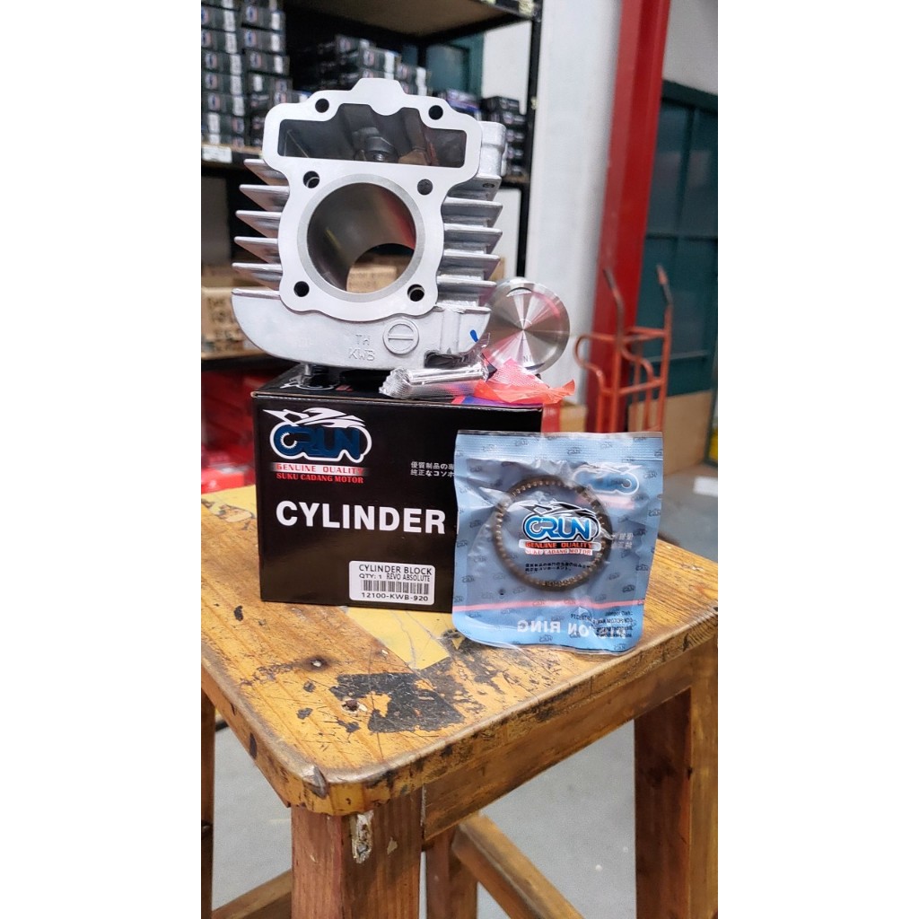 Blok Seher Revo Absolute KWB – Cylinder Kit Komplit Piston + Ring Set Merk Crun - blok mesin revo ab