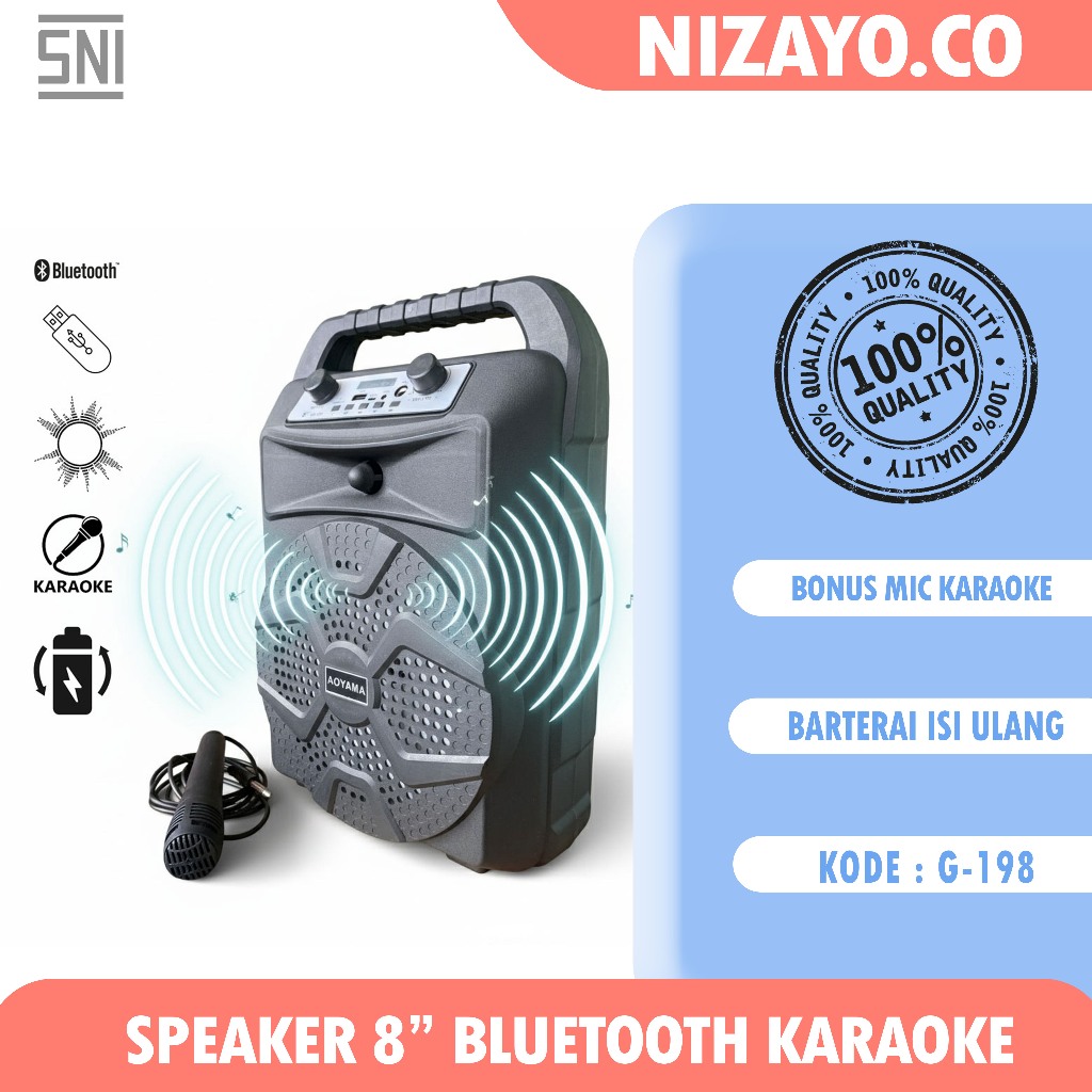 Promo Speaker Aoyama 8 Inch Bluetooth Portable Karaoke Murah