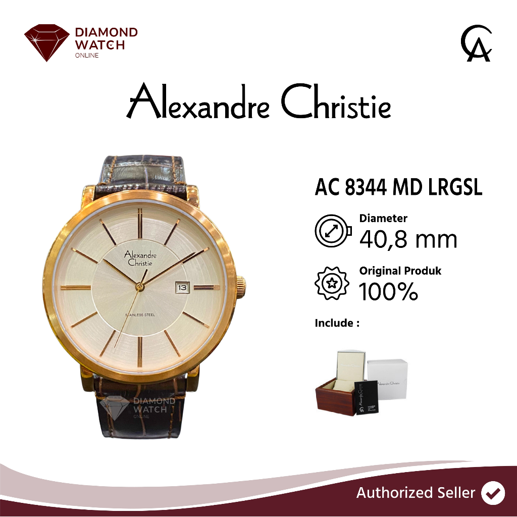 Alexandre Christie Classic AC 8344 MD LRGSL Men Silver Dial Brown Leather Strap