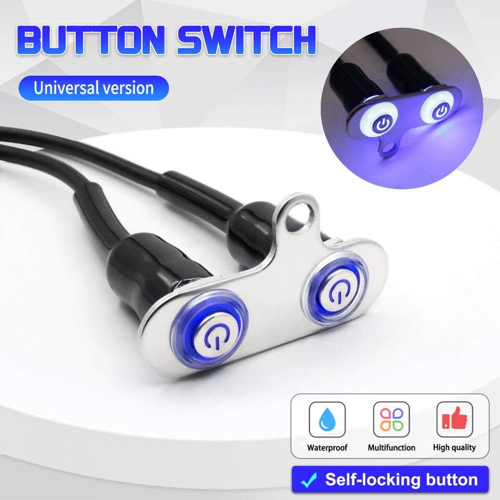 Saklar Motor on off LED stainless push button switch IP66 Merah Biru / LED Switch On Off waterproff 