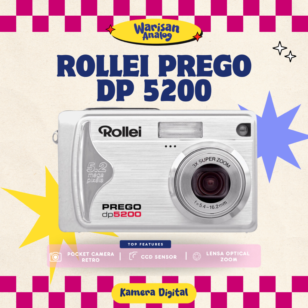 DIGICAM ROLLEI PREGO DP 5200 (BEST SELLER) DIGITAL CAMERA KAMERA DIGITAL POCKET PAKAI MEMORYCARD