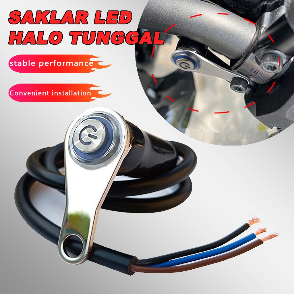 Saklar Spion ON OFF Switch Stainless Model Tanam Waterproof Saklar Lampu Led Motor Universal Merah B