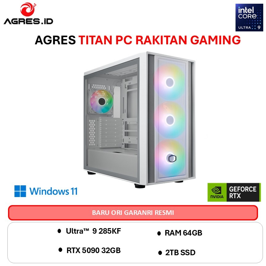 AGRES TITAN PC ULTRA 9 285K RTX 5090 32GB - RAM 64GB 2TB W11PRO WIFI + BT RAKITAN PC GAMING