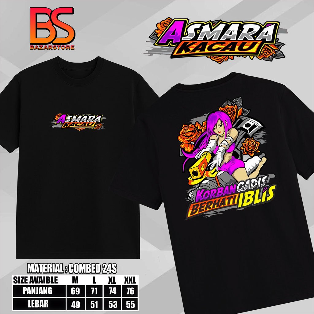 Tshrit Baju kaos asmara kacau / kaos kata kata / kaos laris / kaos korban gadis /kaos racing / distr