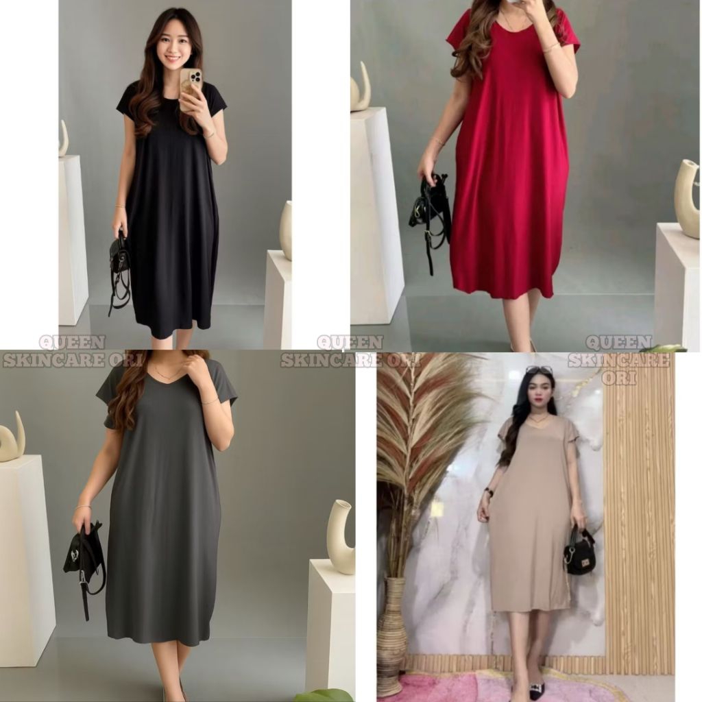 DASTER MIDI BAHAN SPANDEK JERSEY POLOS  PREMIUM MELAR | DRESS PANTAI | DASTER SANTAI KEKINIAN