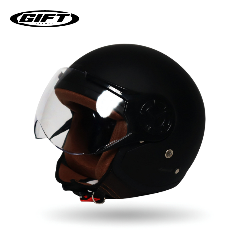 Helm Bogo Dewasa Gift Amora Hijab Retro Black Dof - Helm Half Face Wanita Hijab Friendly sudah SNI