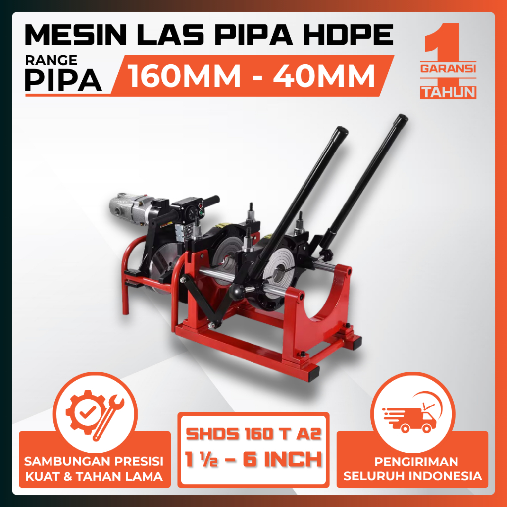 Model T Dorong Mesin Las Pipa Hdpe Manual 2 Clam Ukuran 1 1/2 Inch Sampai 6 Inch
