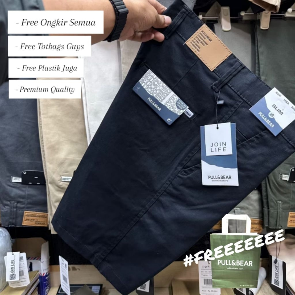 New Celana Pendek PULL AND BEAR Pria Brended Celana Chino PULL AND BEAR UNISEX FULL TAG