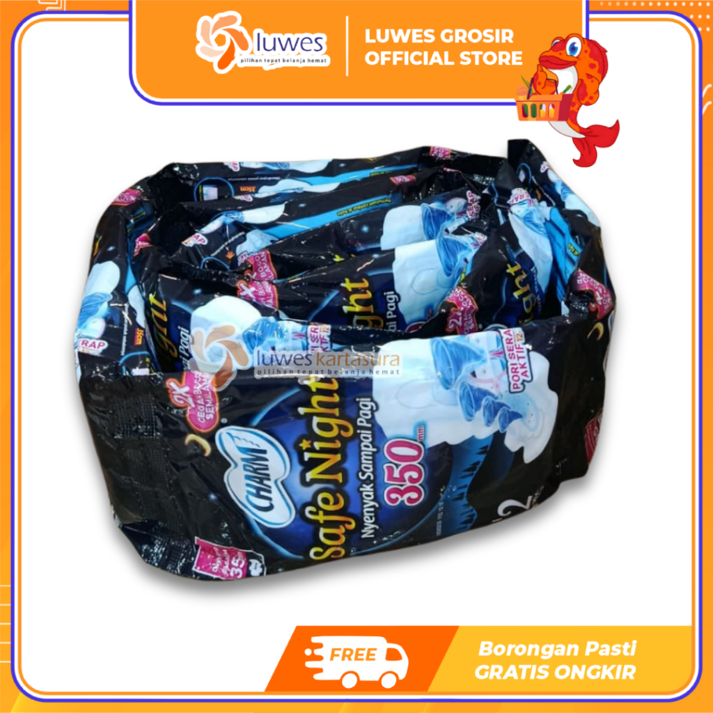 [GROSIR] Charm Safe Night 35cm Renceng Isi 10pcs [2pads] Pembalut Wanita Malam Murah