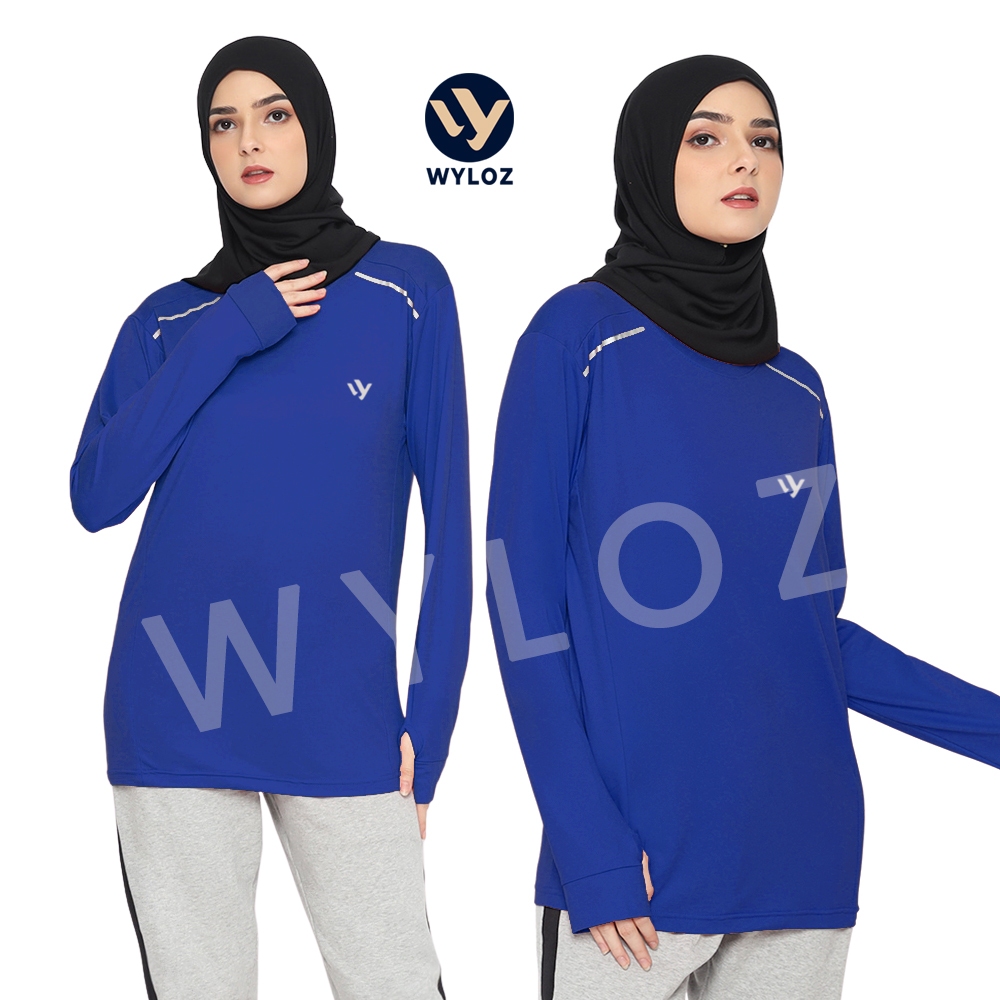 WYLOZ Baju Kaos Olahraga Jersey Training Lengan Panjang Wanita Outdoor Cewek Perempuan Biru Benhur
