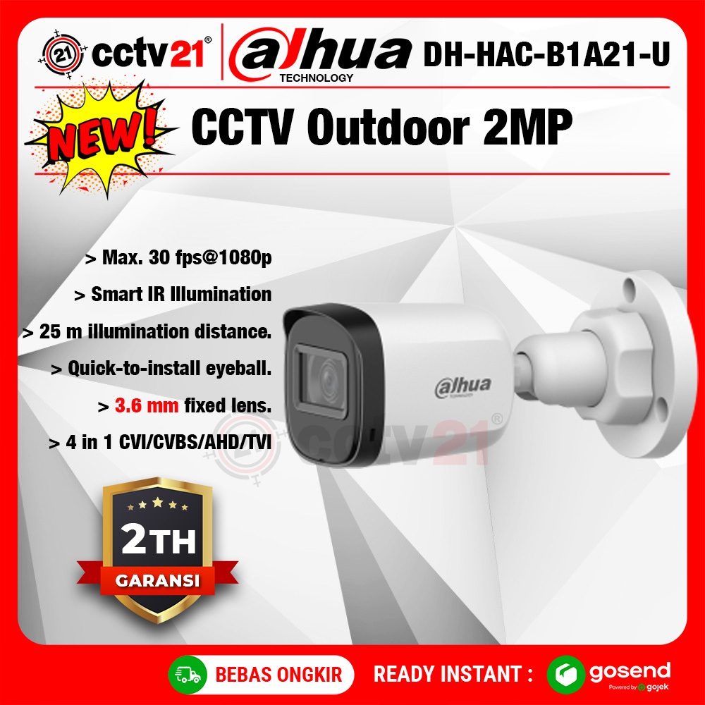 CCTV / Kamera / Camera Outdoor New  DAHUA 2MP DH-HAC-B1A21-U Harga Khusus Jual Lagi cctv21