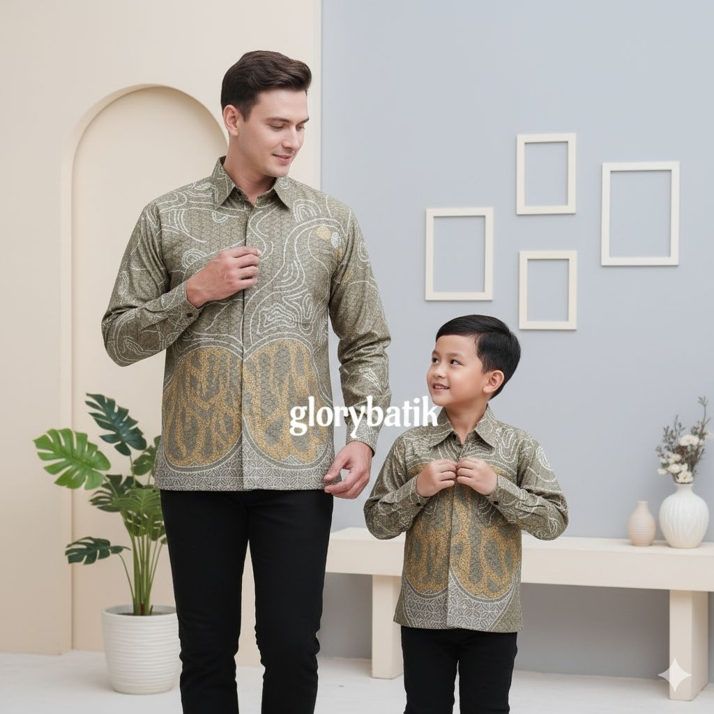 Batik Couple Ayah Anak Bahan Katun Solo Premium | Kemeja Batik Bapak Anak laki laki | Atasan Batik K