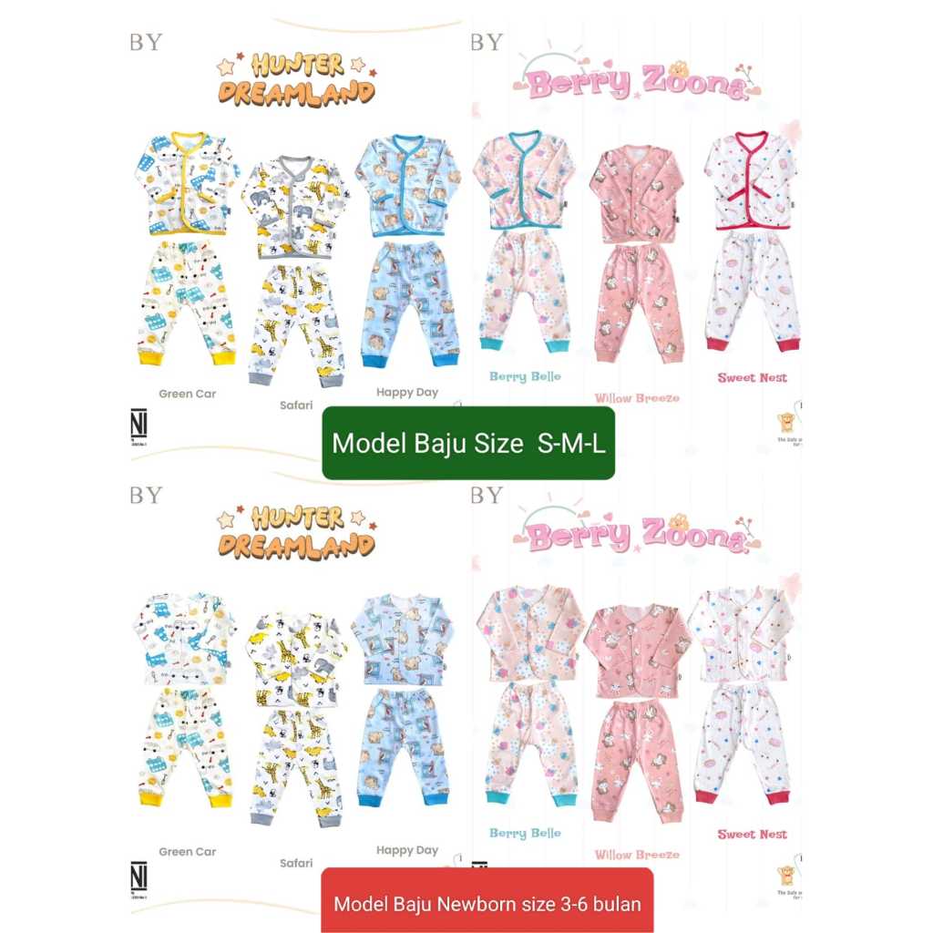 LIBBY SETELAN BAJU PANJANG KANCING DEPAN CELANA PANJANG MOTIF HUNTER DREAMLAND & BERRY ZOONA