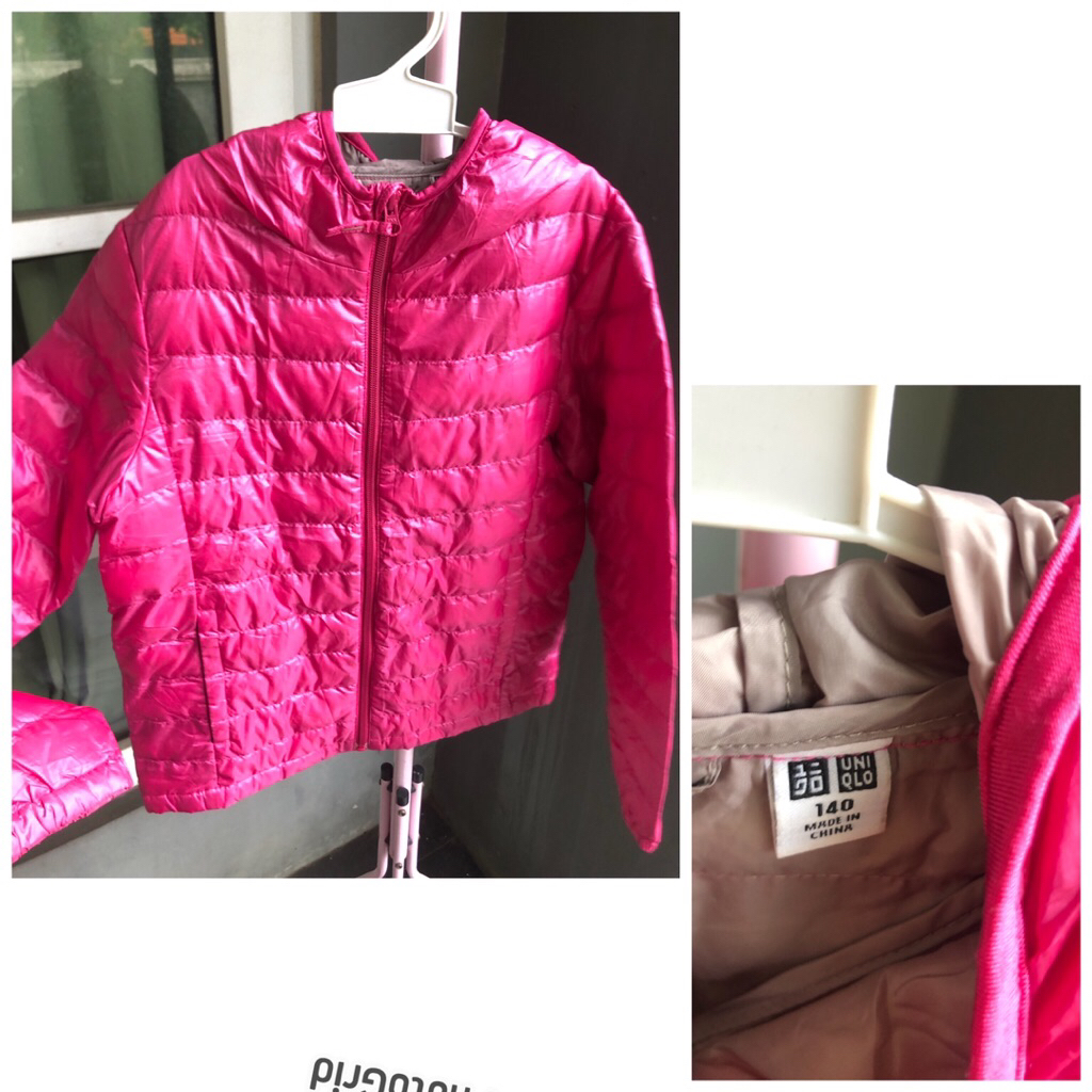 jaket hoodie anak Uniqlo light down sz 140