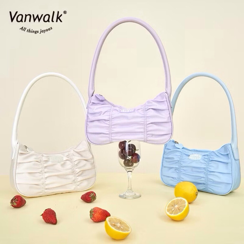 (ORI NEW) Vanwalk(V2073 )Summer Vintage Fold Cream Candy Underarm Bag Hobo Girls Shoulder Bag Handhe