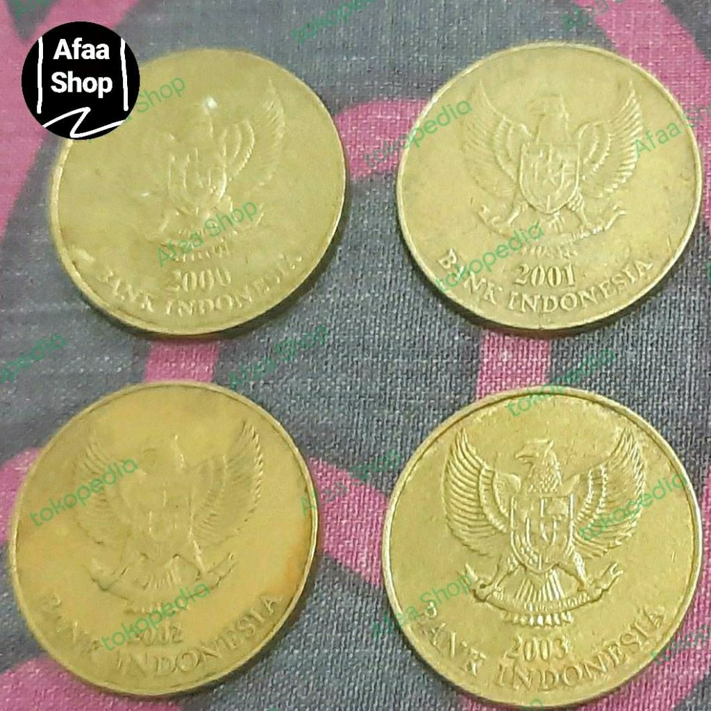 Uang emas kuno rp.500 rupiah bunga melati tahun 2000, 2001, 2002, 2003