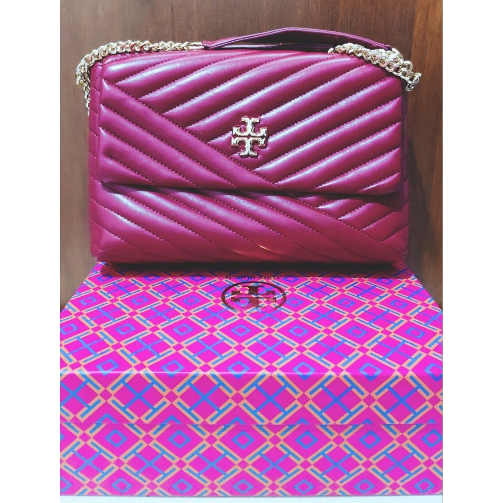 Preloved (Winny Outfit) Tas TB Tori Burst Kira Chevron Maroon - KW
