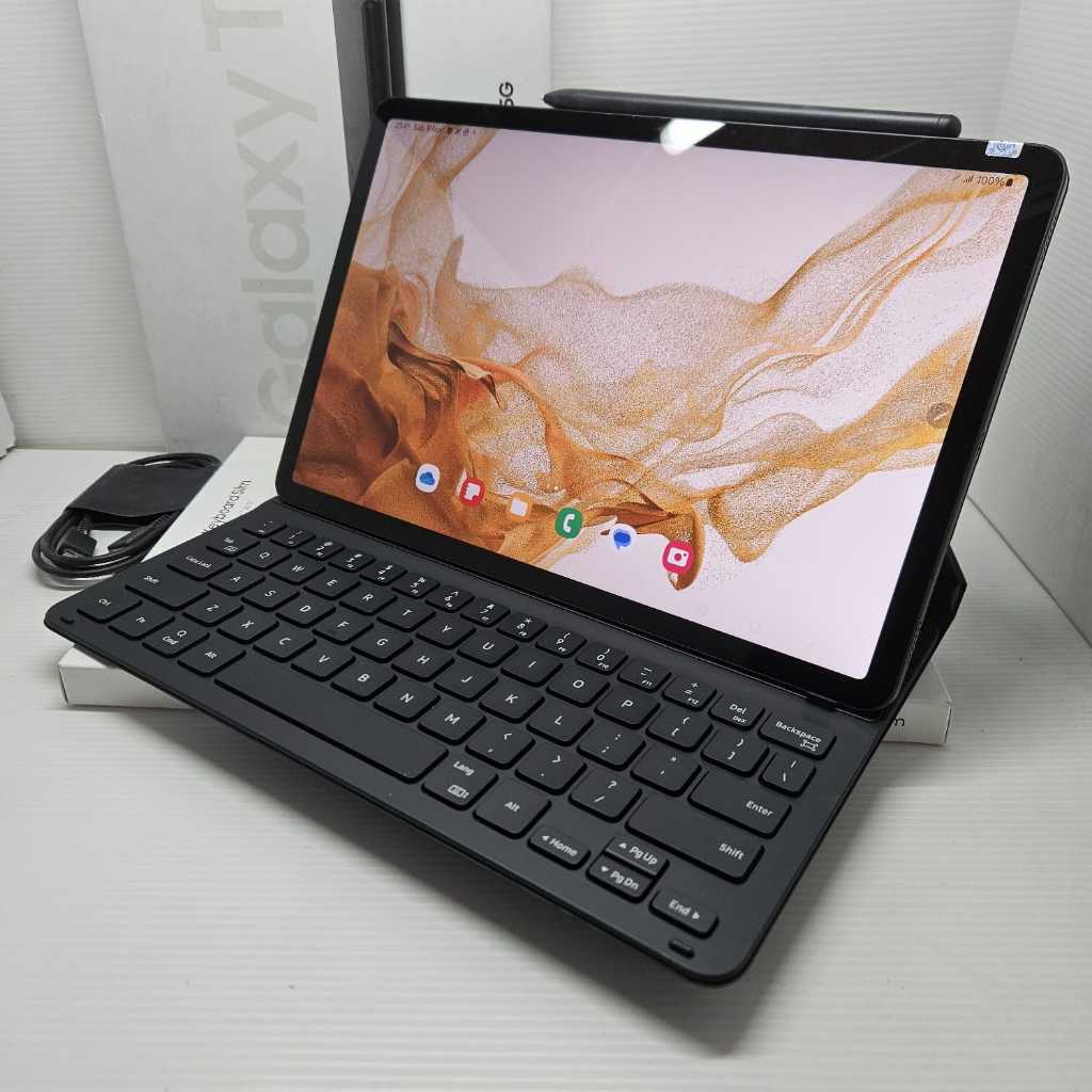 FULLSET SAMSUNG GALAXY TAB S8 5G 6/128 + KEYBOARD ORI BARU  GREY SEIN MULUS 99%