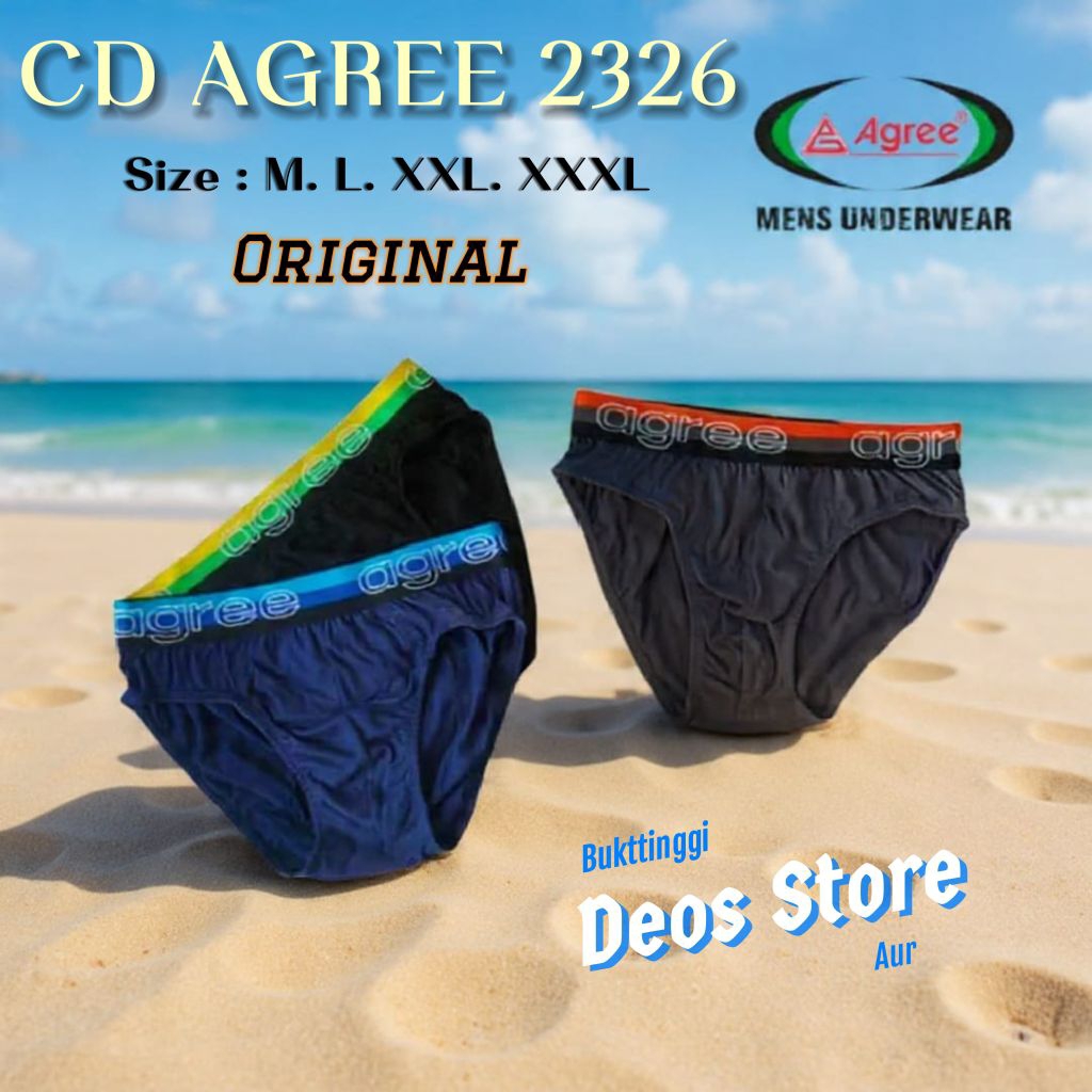 3 PCS CD AGREE SPORT 2326 Celana Dalam Pria Agree Karet Luar Original