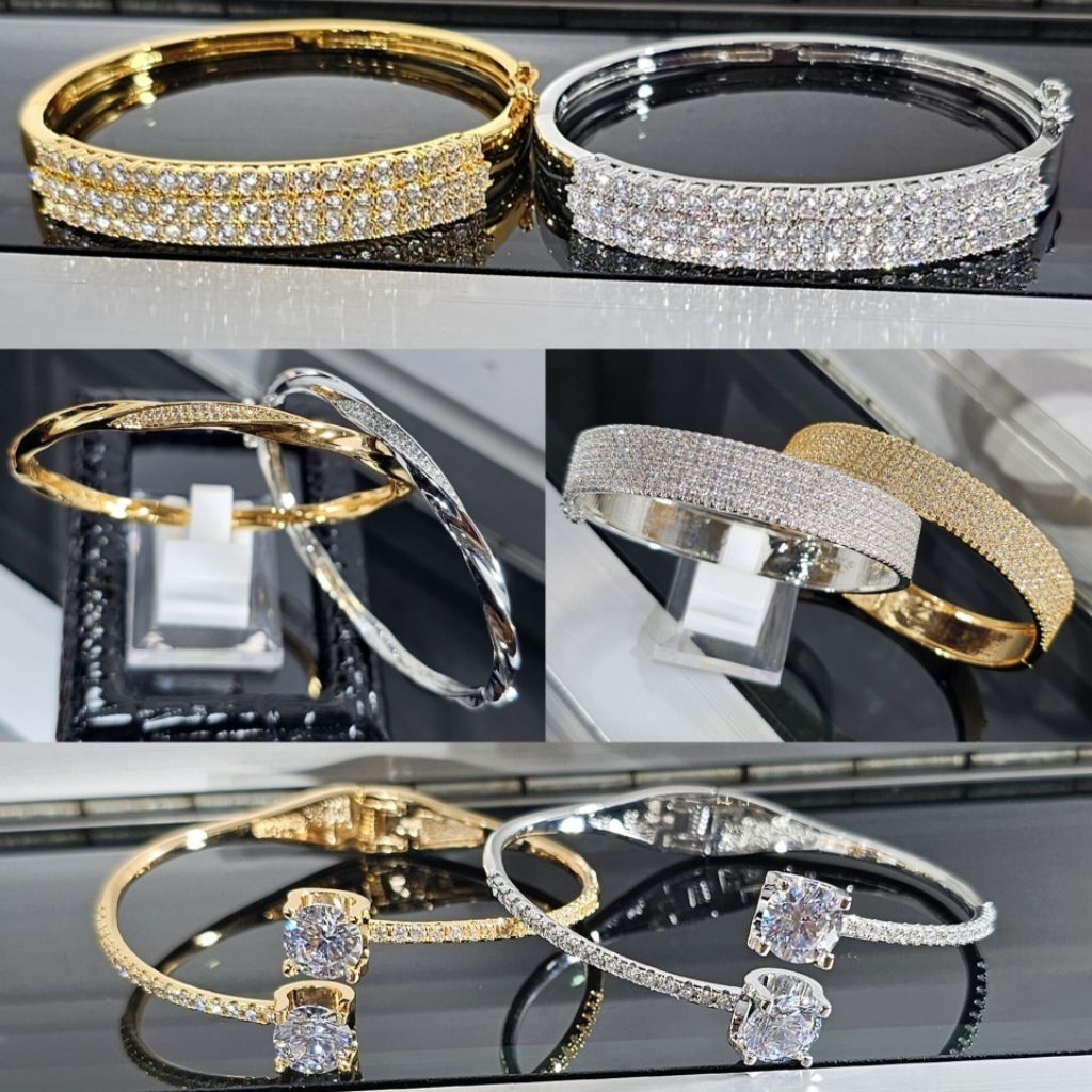 gelang bangle rhodium, gelang mata, gelang dewasa